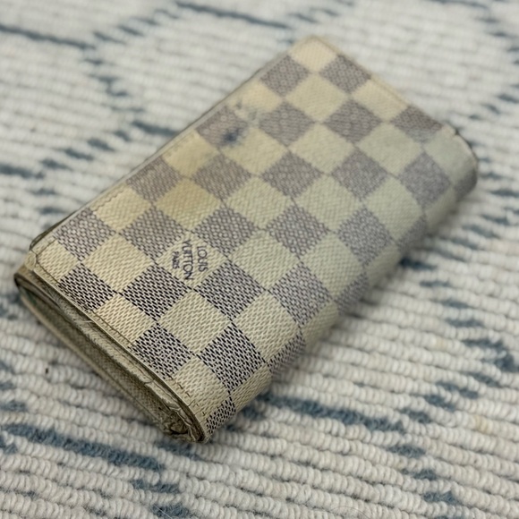 LOUIS VUITTON Vintage Leather Damier Azur Port Monnaie Billets Tresor Wallet - Picture 5 of 16